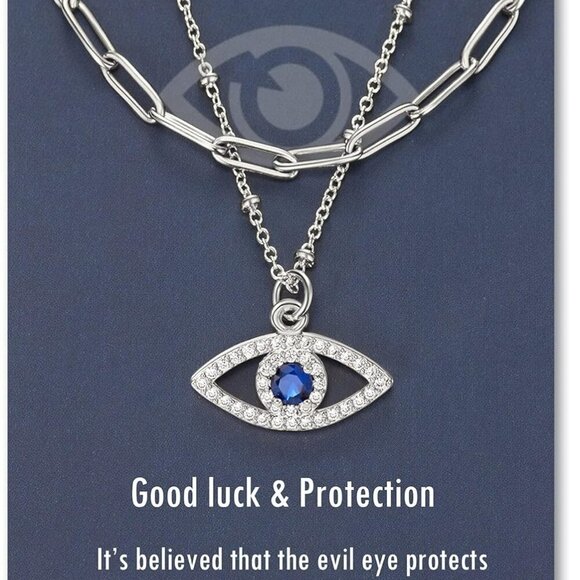 Jewelry - Layered Evil Eye Necklaces for Women 8K Gold Plated Dainty Chocker Necklace Deli
